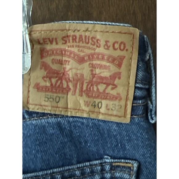 Levis 550 Jeans Mens 40x32 100% Cotton Blue Straight Leg - Picture 5 of 9